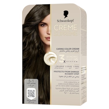 Schwarzkopf Creme Supreme Caring Colour Cream Full Kit, 5-1 Cool Brown