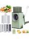 Manual Rotary Cheese Grater Shredder with Wider Hopper 3 Interchangeable Blades Round Mandolin Drum Slicer Julienne Grinder for Cheese, Vegetables, Potatoes and Nuts