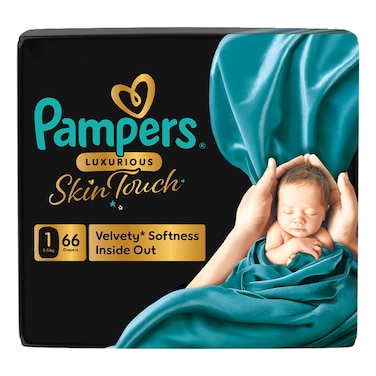 Pampers Luxurious Skin Touch Taped Diapers, Size 1 (2-5 kg), 66 Count