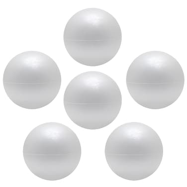 CRAFT MAGIC 4 Inch/10cm Foam Balls for Crafts - 6 Pack Round White Polystyrene Spheres for DIY Projects, Ornaments, School Modeling, Drawing