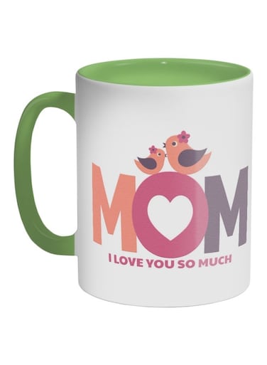 Mom I Love You Do Much Printed Coffee Mug White/Orange/Pink 325ml