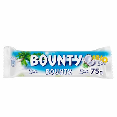 Bounty Chocolate Trio, 3 Chocolate Bars, 75g