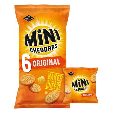 Jacob's Mini Cheddars Original Biscuits, 23g Pack of 6