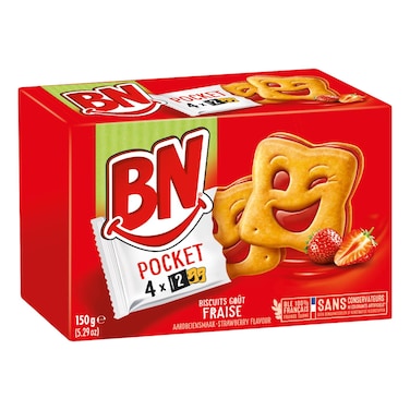BN Pocket Strawberry Flavour Cream Biscuits 8 Biscuits, 150g