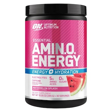 أوبتيموم نيوتريشن مسحوق الطاقة الأمينية بالإضافة إلى مسحوق طاقة الترطيب، بنكهة البطيخ، 285 غرام