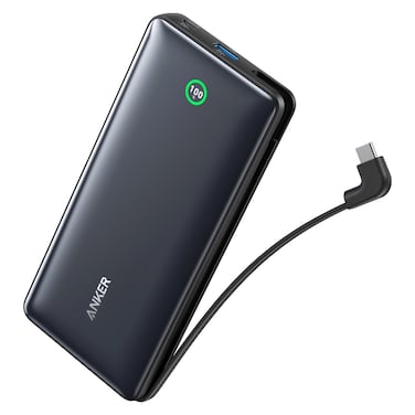 Anker Power Bank with Built-in USB-C Cable, Black, 20000 mAh