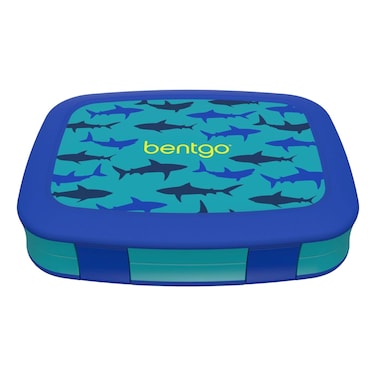 بينتغو صندوق غداء للأطفال مقاوم للتسرب مطبوع عليه رسومات أسماك القرش
