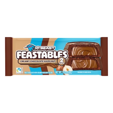 Mr. Beast Feastables Creamy Chocolate Hazelnut Cups 2 Cups, 40g