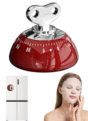 Mechanical Timer with Loud Alarm &amp; Strong Magnetic Back, Visual Countdown Clock for Cooking, Study, Fitness, and Classroom Use (Red)