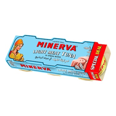 Minerva Light Meat Tuna in Spring Water, 70g Pack of 3