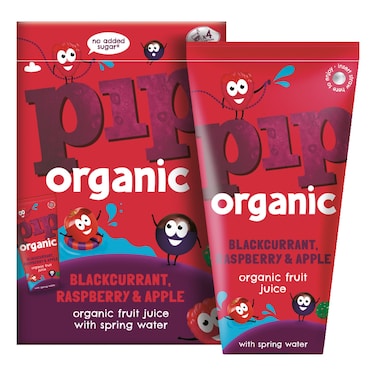 بيب عصير عضوي بدون سكر مضاف  بنكهة الكشمش الأسود والتوت والتفاح مع مياه الينابيع، 180 ملل، حزمة من 4