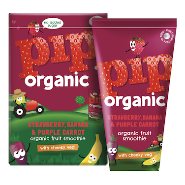Pip Organic No Added Sugar Strawberry, Pineapple and Purple Carrot Fruit Juice Smoothie with Cheeky Veg, 180ml Pack of 4