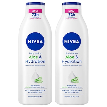 NIVEA Body Lotion for Normal to Dry Skin, Aloe &amp; Hydration Moisture Serum, 250ml, Pack of 2