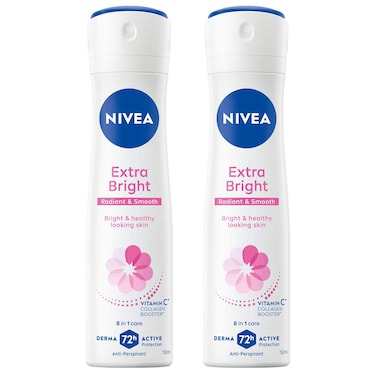 NIVEA Natural Radiance &amp; Smooth 72h Antiperspirant for Women, Spray 150ml, Pack of 2