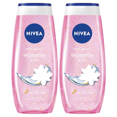 NIVEA Waterlily &amp; Oil Shower Gel, Refreshing Body Wash, Floral Scent, 250ml, Pack of 2