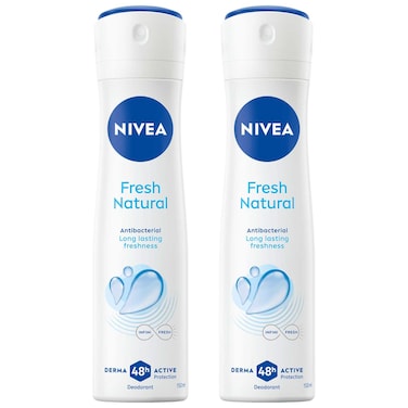 NIVEA Fresh Natural Antiperspirant Spray for Women, Ocean Extracts, 48H Protection, 150ml, Pack of 2