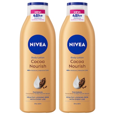 NIVEA Body Lotion for Dry Skin, Cocoa Butter, 48H Deep Moisture Care, 250ml, Pack of 2