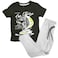 Basic and More Boys Graphic T-Shirt and Jogger Pajama Set, Blue and Navy