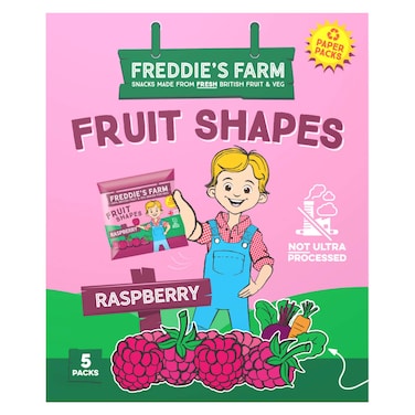 Freddie's Farm Fruit Shapes Raspberry Dried Fruit, 20g Pack of 5