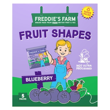 Freddie's Farm Fruit Shapes Blueberry Dried Fruit, 20g Pack of 5
