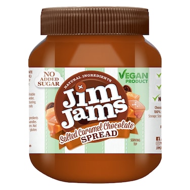 JimJams No Added Sugar Vegan Salted Caramel Chocolate Spread, 350g
