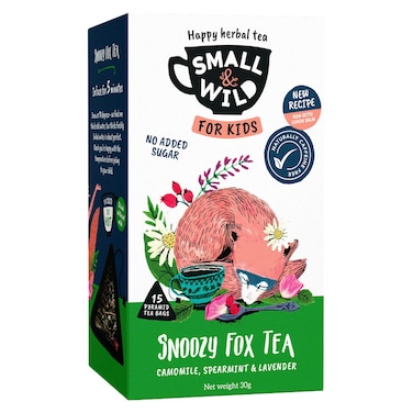 سمول آند وايلد شاي عشبي للأطفال بدون سكر مضاف، سنوزي فوكس: بابونج، نعناع وحشي وشاي الخزامى، للأطفال من 12 شهر فما فوق، 15 كيس شاي