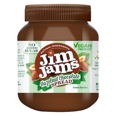 JimJams No Added Sugar Vegan Hazelnut Chocolate Spread, 350g