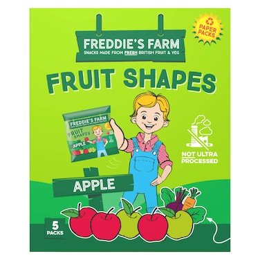 Freddie's Farm Fruit Shapes Apple Dried Fruit, 20g Pack of 5