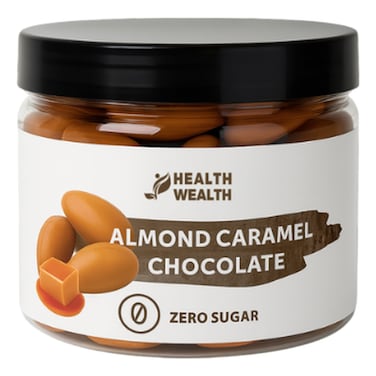 Health Wealth Zero Sugar Almond Caramel Chocolate, 175g