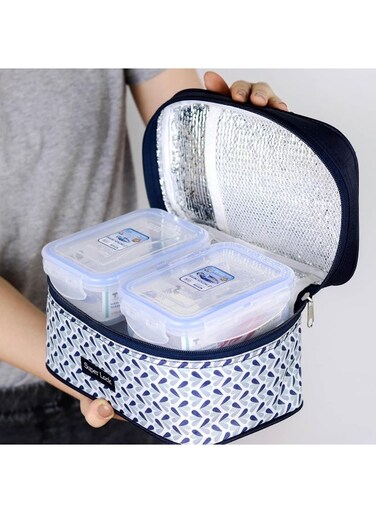 Super Lock 4 Pieces Food Storage Container With Temperature Storage Bag Set Mixed Patterns Meal Prep Containers With Lids Rice Box Tiffin Box For Office