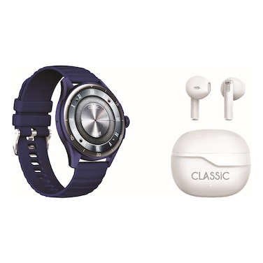 X.Cell Classic-6 Pro Smartwatch, Bluetooth, Blue with Classic Truly Wireless Bluetooth In-Ear Earbuds