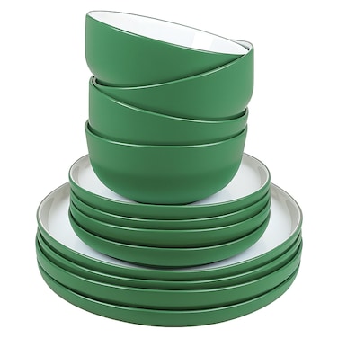 12 Pcs Stoneware Dinner Set, Assorted Colour