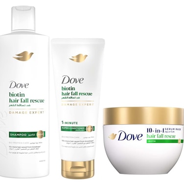 Dove Hair Fall Rescue Shampoo, 400ml + Ceramide Strength Protein Super Conditioner, 180ml + Hair Fall Rescue 10-in-1 Serum Mask, 220ml