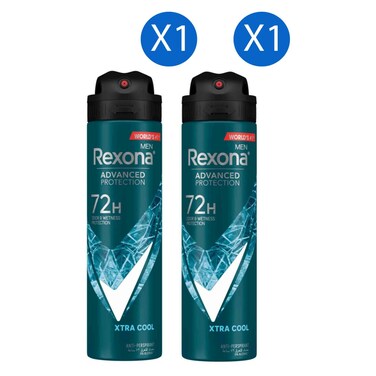 Rexona Men Advanced Protection Anti-Perspirant Deodorant Spray, Xtra Cool, 150ml Pack of 2