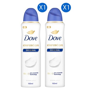Dove Advanced Care Anti-Perspirant Deodorant Spray, Original, 150ml Pack of 2
