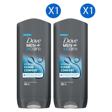 دوف منظف للرجال+كير المرطب والمريح، حزمة من قطعتين، 250 مل