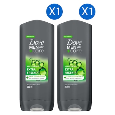 Dove Men+Care Refreshing Extra Fresh Cleanser, 250ml Pack of 2