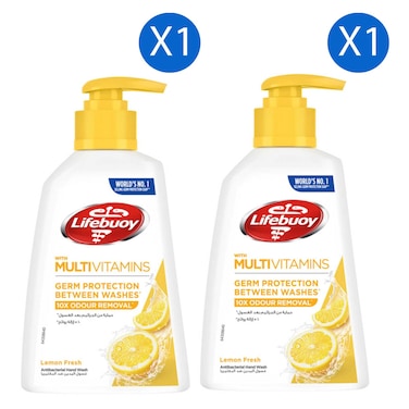 Lifebuoy Anti-Bacterial Liquid Hand Wash with Multivitamins, Lemon Fresh, 200ml Pack of 2