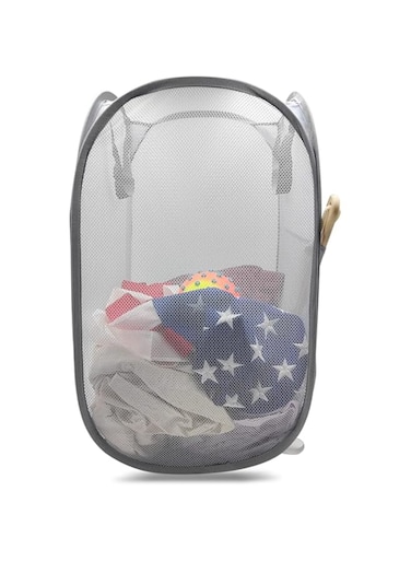 Generic Sturdy Mesh Laundry Hamper Basket Bag,Pop up Basket with Side Pocket for Laundry Room, Bathroom, Kids Room, College Dorm or Travel (Pop Vertical, Grey), Axidai031802