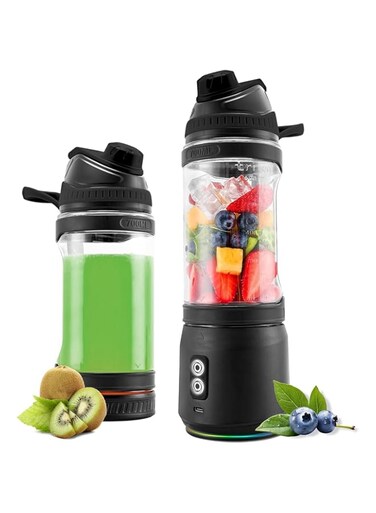 Exrp Portable Blender, Anti-Jamming 300 Watt for Shakes and Smoothies, 700ml Travel Blender USB Rechargeable, BPA Free Sporty bottle with a Travel Lid