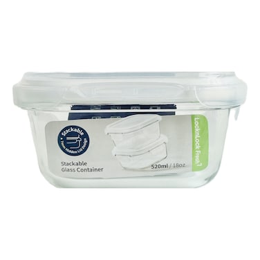 Lock &amp; Lock Fresh Limited Edition, Glass Square Food Container, 520ml