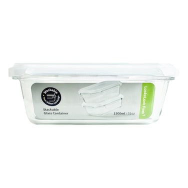 Lock &amp; Lock Fresh Limited Edition, Glass Rectangular Food Container, 1500ml