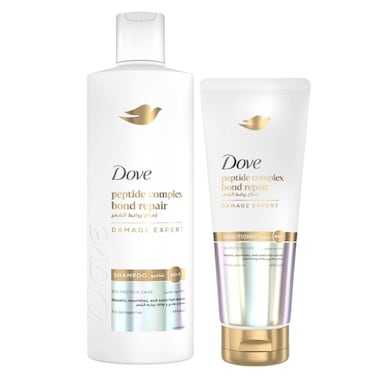 Dove Bond Repair Plus Peptide Complex Shampoo, 350ml + Bond Repair Plus Peptide Complex Conditioner, 180ml