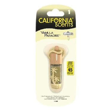 California Scents Car Air Freshener Hanging Vial, Vanilla Paradise, Yellow
