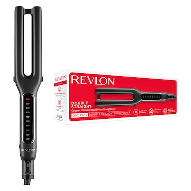 Revlon Double Straight Hair Straightener RVST2204ARB, Black, Ceramic Dual Plate