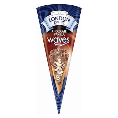 London Dairy Waves Chocolate Vanilla Ice Cream Cone, 110ml