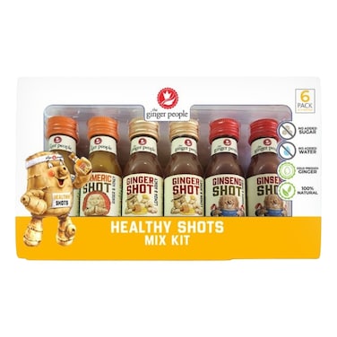 The Ginger People No Sugar Added Healthy Ginger Shots Mix Kit, 30ml Pack of 6