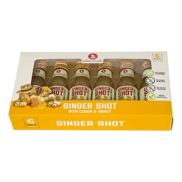 The Ginger People No Sugar Added Ginger Shot with Lemon and Honey, 30ml Pack of 6
