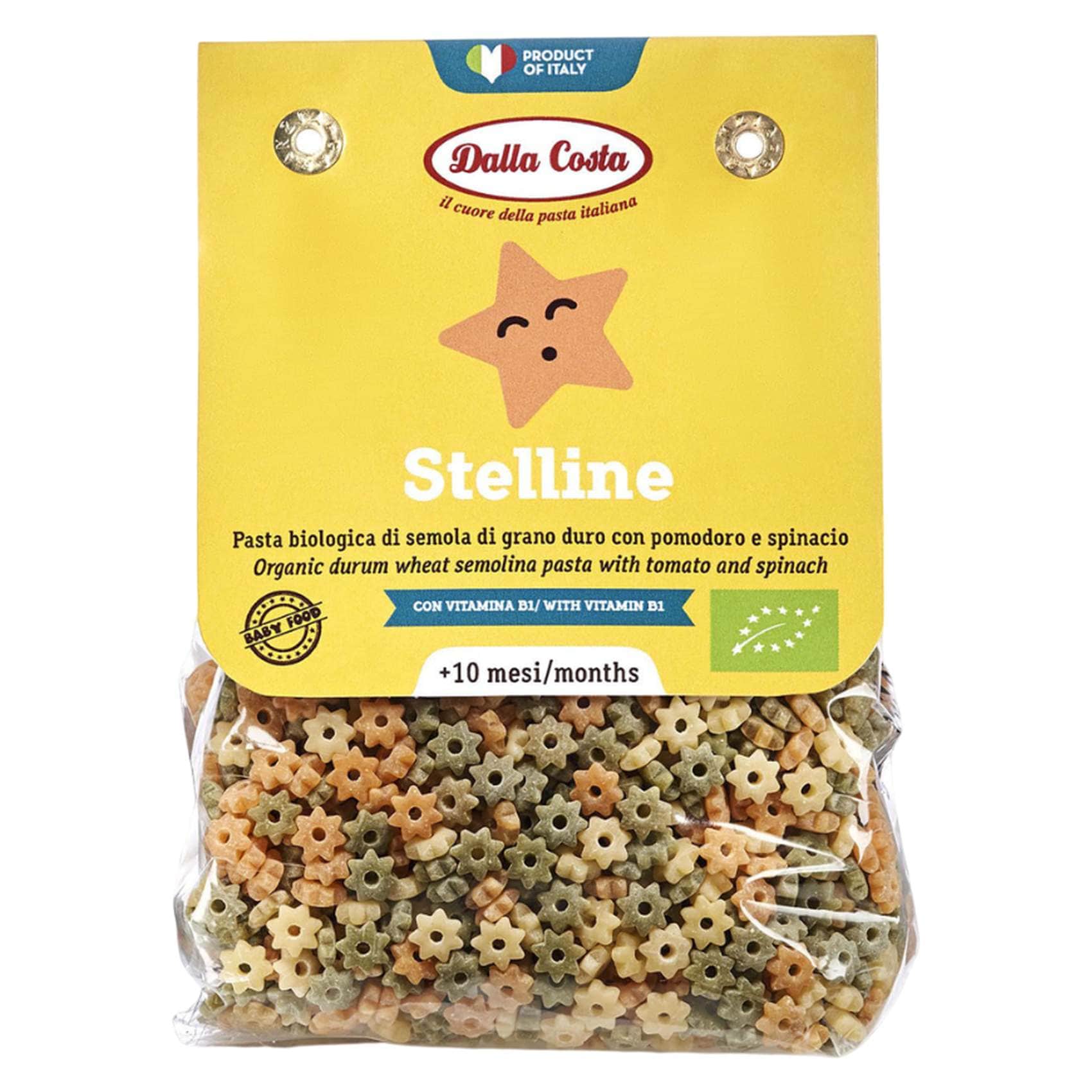 Buy Dalla Costa Stelline Organic Pasta with Tomato and Spinach, 10 ...