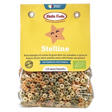 Dalla Costa Stelline Organic Pasta with Tomato and Spinach, 10 Months+, 200g